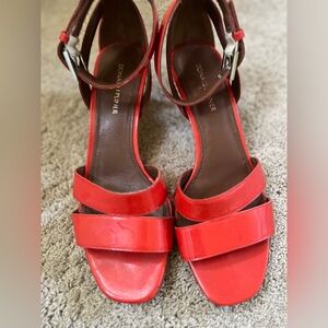 DONALD PLINER…beautiful ORANGE Leather Strappy heels.